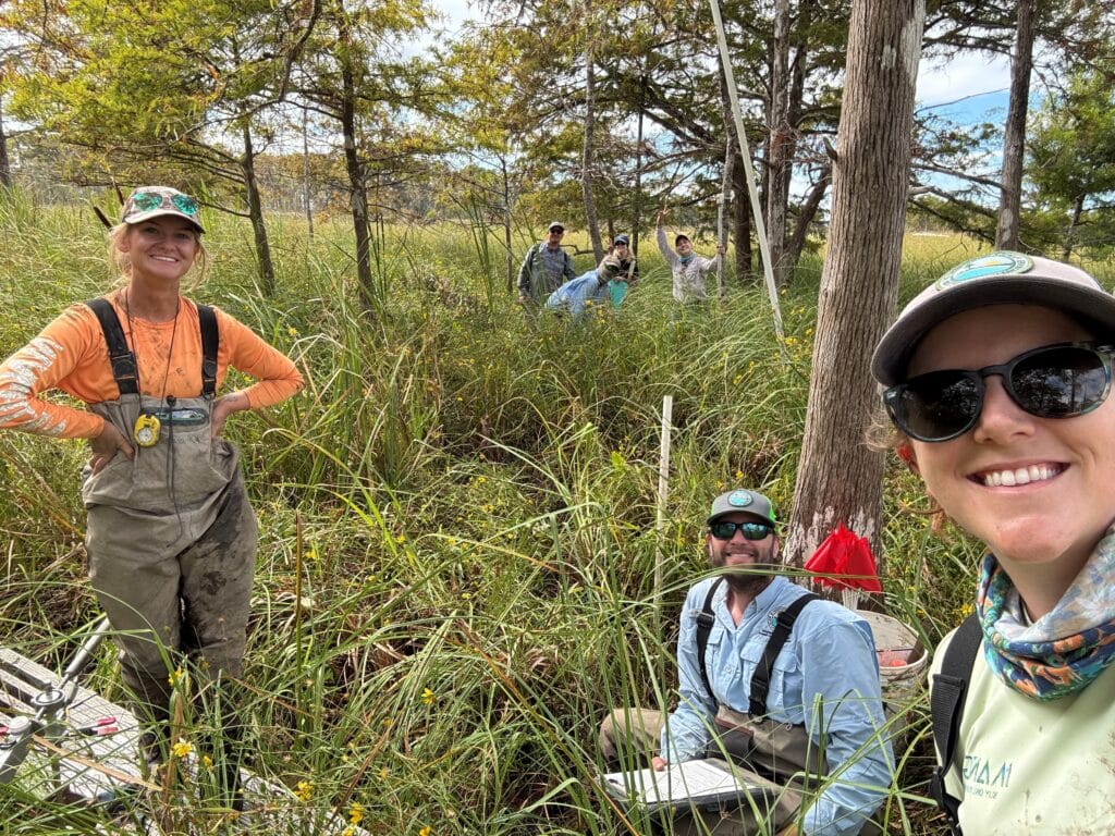 Reserve research staff and FSU’s Breithaupt lab at their last site of the day.