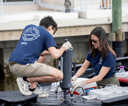 Field testing of red tide mitigation products.